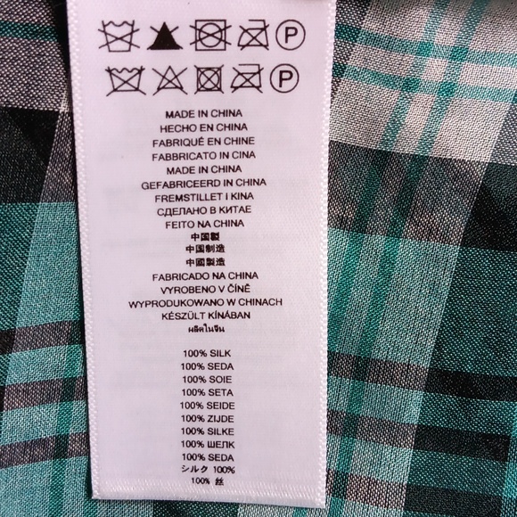 Michael Kors plaid sheer silk blouse - Picture 5 of 6